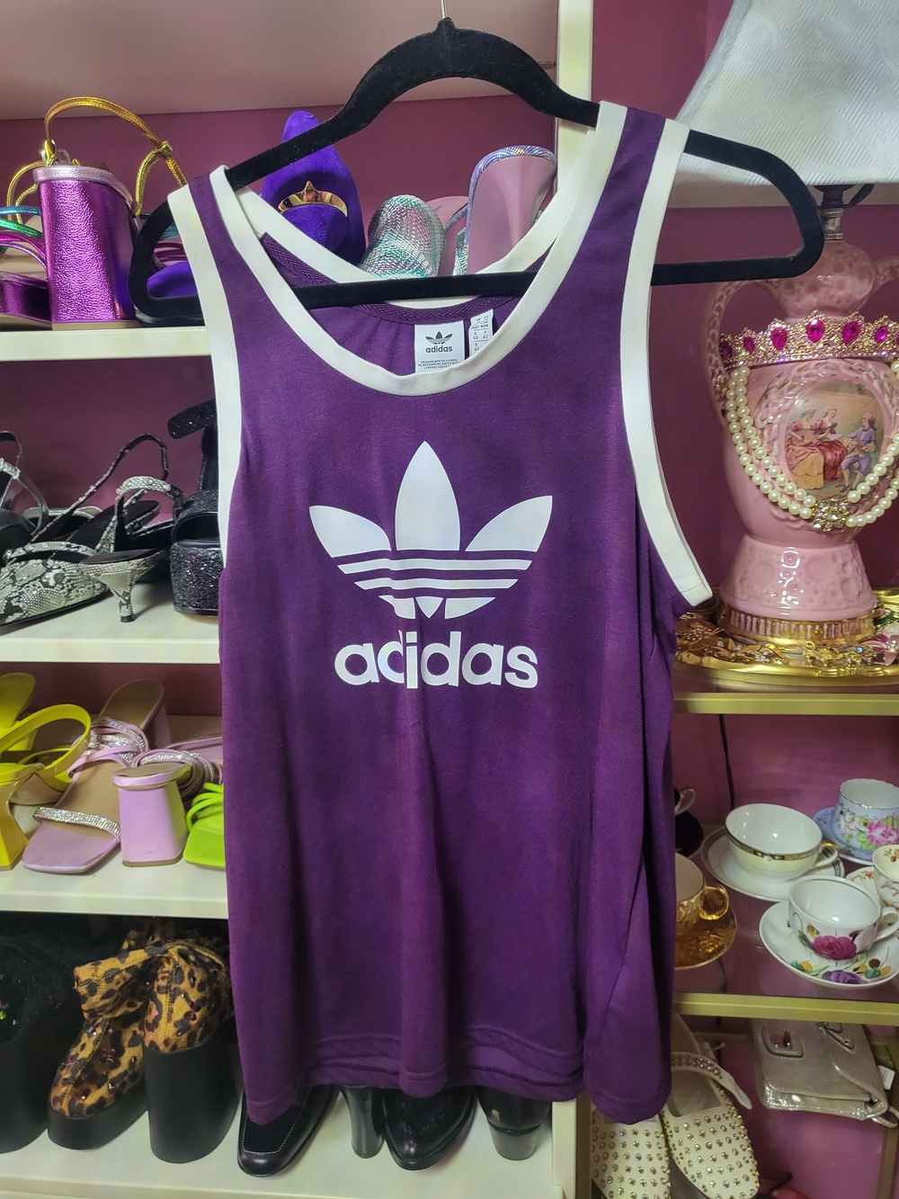 adidas Purple Tank Top with White Trefoil